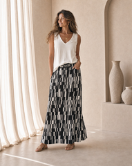 Zoe Long Skirt // Star Matrix Print