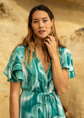 Edie Duster Dress // Es Canar Tie Dye - Green