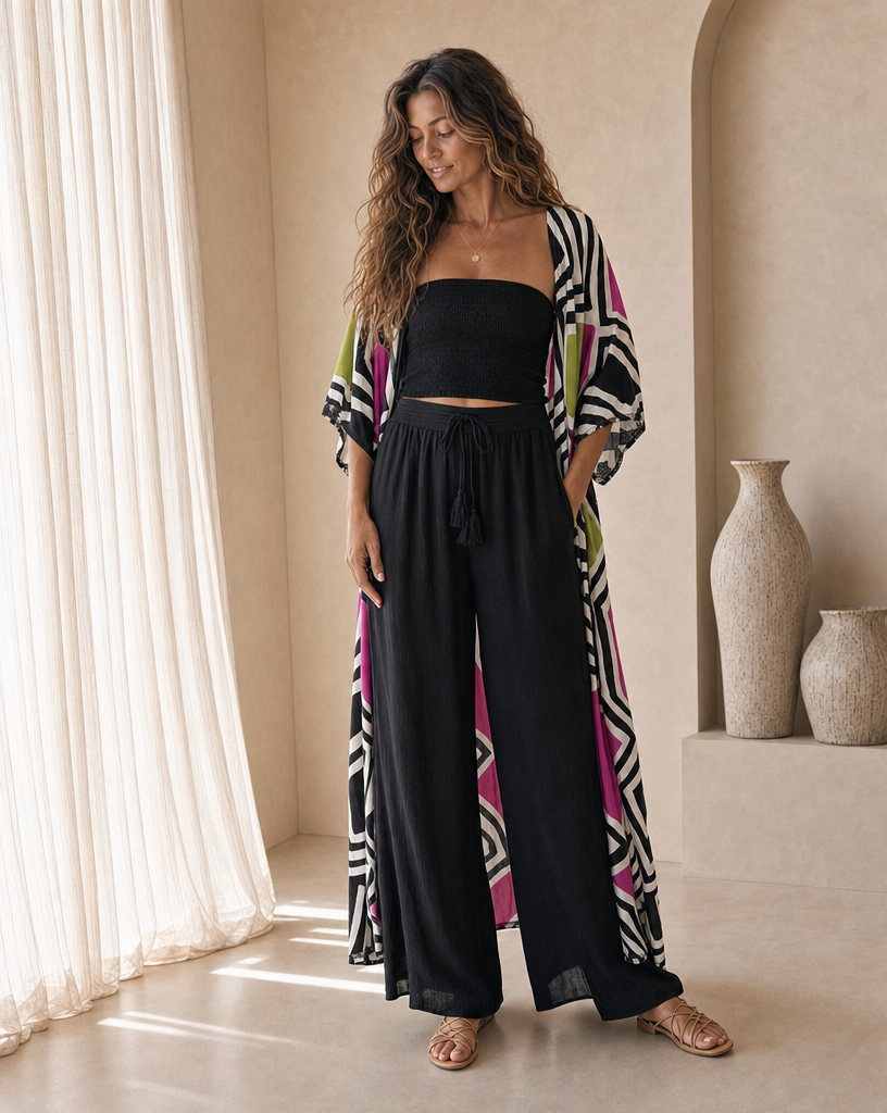 Cora Long Kimono // Cosmic Bloom Print