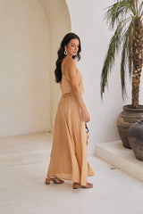 Adeline Long Dress – Solid Color with Classic Beadwork