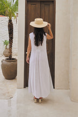 Eden Long Dress – Solid with Chic Button Detail