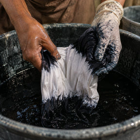 Hippy Chick fabric being dyed by hand